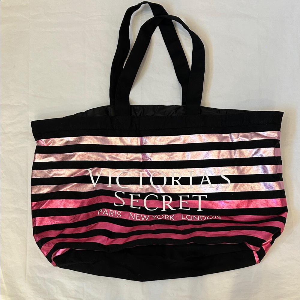 Victoria's Secret Shimmering Pink and Black Tote